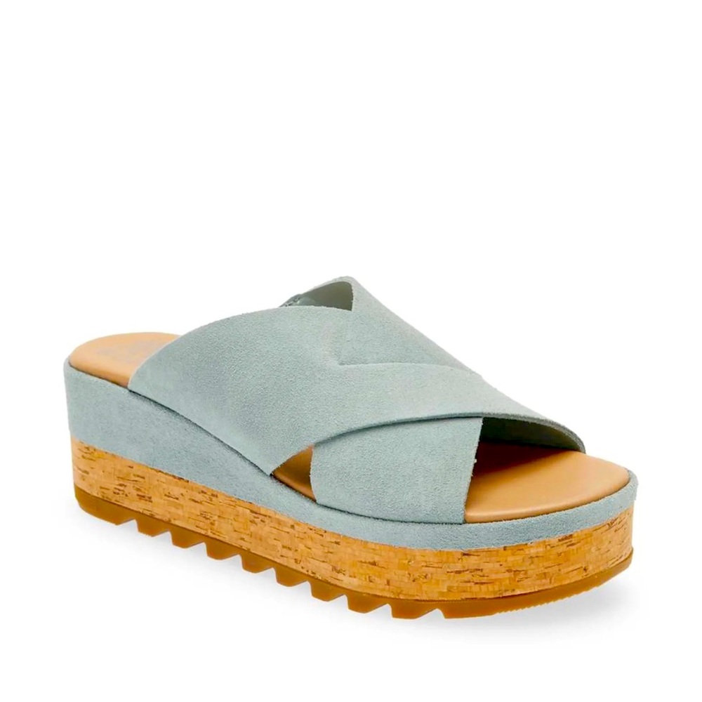 Size 8 Sorel Women's Cameron Flatform Mule Sandals in blue